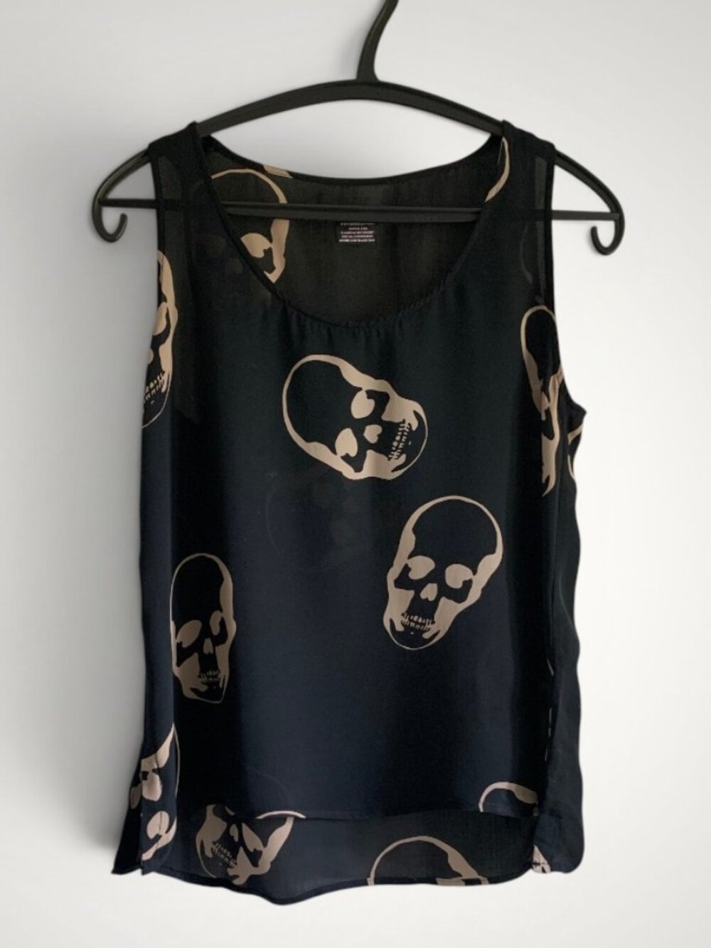 E.Vil red silk skull print top, Size S